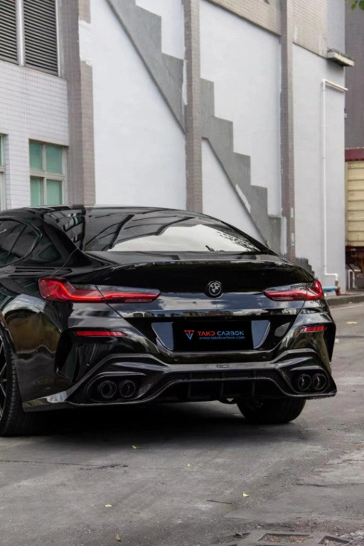 BMW 8 Series 840i (With M-Package Bumper) M850i G16 2018 2019 2020 2021 2022 2023 2024 with Aftermarket Parts - V3 Style Rear Diffuser Pre-preg Carbon Fiber from TAKD Carbon