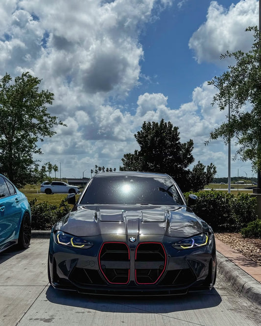 BMW M3 M3C M3CS G80 G81 2021 2022 2023 2024 & M4 M4C M4CS G82 G83 2021 2022 2023 2024 with Aftermarket Parts - CSL / Without ACC & CSL / With ACC Front Kidney Grill Pre-preg Carbon Fiber from Aero Republic