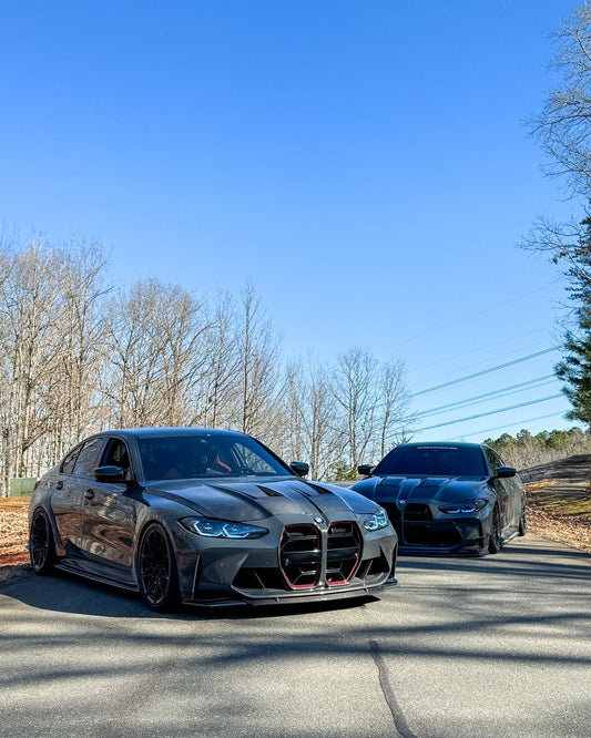 BMW M3 / M3C G80 G81 & M4 / M4C G82 G83 2021 2022 2023 2024 with Aftermarket Parts - Hood Bonnet Double-sided Pre-preg Carbon Fiber from TAKD Carbon