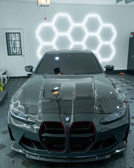 BMW M3 / M3C G80 G81 & M4 / M4C G82 G83 2021 2022 2023 2024 with Aftermarket Parts - Hood Bonnet Double-sided Pre-preg Carbon Fiber from TAKD Carbon