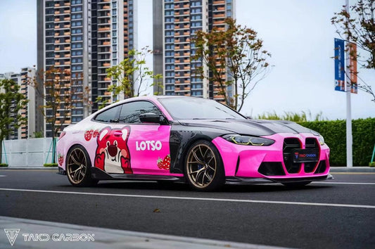 BMW M3 / M3C G80 G81 & M4 / M4C G82 G83 2021 2022 2023 2024 with Aftermarket Parts - Hood Bonnet Double-sided Pre-preg Carbon Fiber from TAKD Carbon