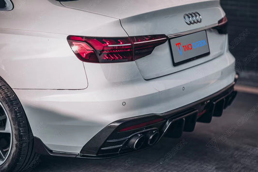 Audi S4 B9.5 2020-ON with Aftermarket Parts - V1 Style Rear Diffuser Pre-preg Carbon Fiber from TAKD Carbon