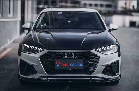 Audi S4 A4 S-line (with s-line bumper) B9.5 2020-ON with Aftermarket Parts - Front Lip Pre-preg Carbon Fiber from TAKD Carbon