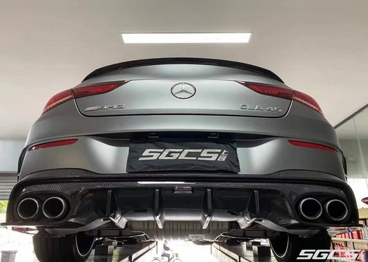 Mercedes Benz CLA-Class CLA45 CLA45S CLA250 (with sport-package bumper, does not fit base model) C118 2020-ON with Aftermarket Parts - Rear Diffuser Pre-preg Carbon Fiber from TAKD Carbon