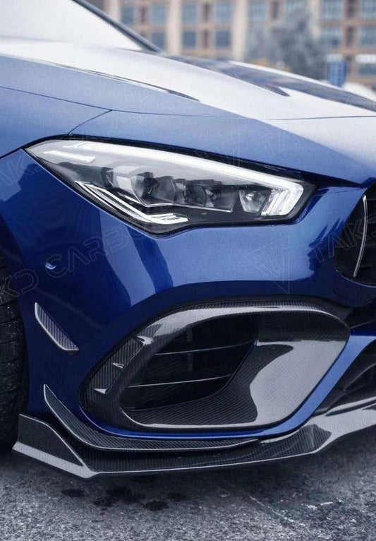 Mercedes Benz CLA45 CLA45S C118 2020 2021 2022 2023 2024 with Aftermarket Parts - V2 Style Front Intake Cover Pre-preg Carbon Fiber from TAKD Carbon