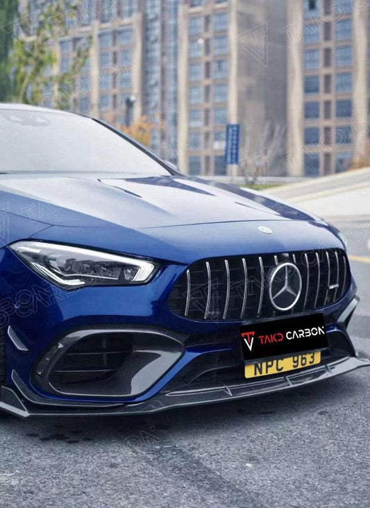 Mercedes Benz CLA45 CLA45S C118 2020 2021 2022 2023 2024 with Aftermarket Parts - V2 Style Front Intake Cover Pre-preg Carbon Fiber from TAKD Carbon