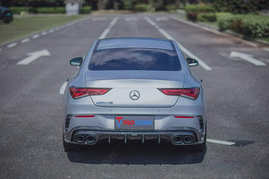 Mercedes Benz CLA-Class CLA45 CLA45S CLA250 (with sport-package bumper, does not fit base model) C118 2020-ON with Aftermarket Parts - Rear Diffuser Pre-preg Carbon Fiber from TAKD Carbon