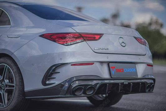 Mercedes Benz CLA-Class CLA45 CLA45S CLA250 (with sport-package bumper, does not fit base model) C118 2020-ON with Aftermarket Parts - Rear Diffuser Pre-preg Carbon Fiber from TAKD Carbon