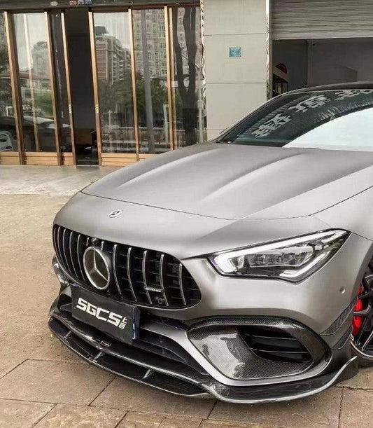 Mercedes Benz CLA45 CLA45S C118 2020 2021 2022 2023 2024 with Aftermarket Parts - V1 Style Front Intake Cover Pre-preg Carbon Fiber from TAKD Carbon