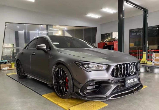 Mercedes Benz CLA45 (Does not fit CLA45s) C118 2020 2021 2022 2023 2024 with Aftermarket Parts - V1 Style Front Lip Pre-preg Carbon Fiber from TAKD Carbon