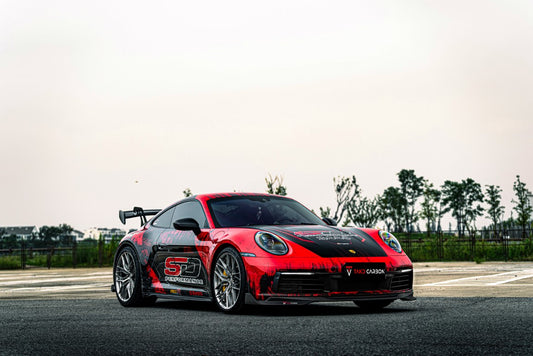 Porsche 911 992 Carrera / 4 / S / 4S (Base Model & With Aero Kit) 2022 2023 2024 with Aftermarket Parts - Side Skirts Pre-preg Carbon Fiber from TAKD Carbon