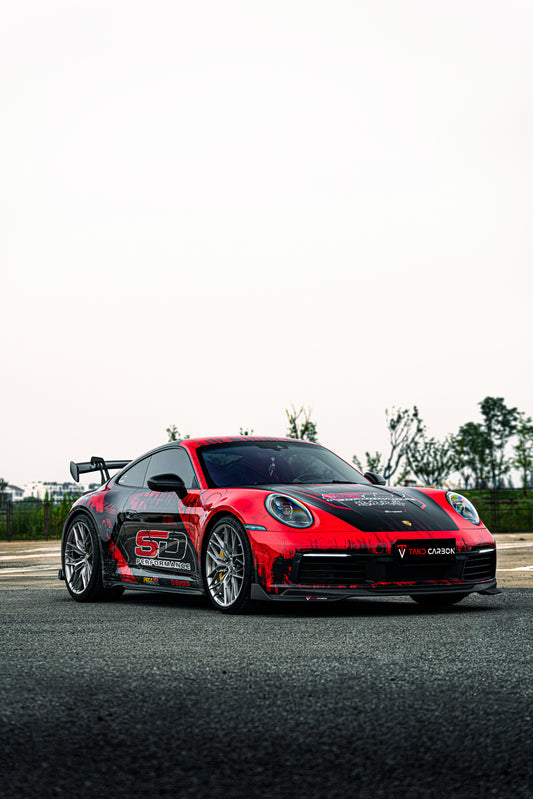 Porsche 911 992 Carrera / 4 / S / 4S (Base Model & With Aero Kit) 2022 2023 2024 with Aftermarket Parts - Side Skirts Pre-preg Carbon Fiber from TAKD Carbon