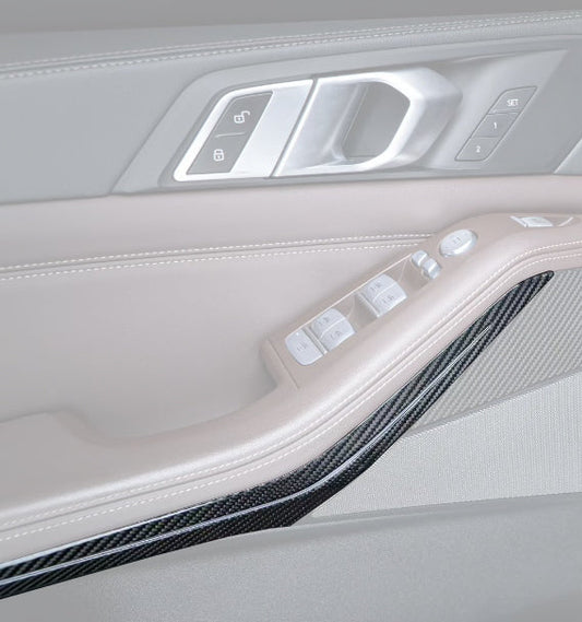 BMW X5 M60i M50i x/s Drive 40i 50e G05 Pre-LCI & LCI 2019-ON with Aftermarket Parts - Door Handel Interior Trim Cover Dry Pre-preg Carbon Fiber from TAKD Carbon