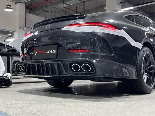 Mercedes Benz AMG GT43 GT50 GT53 (Fits Rear Wheel Drive Only) X290 2021 2022 2023 2024 with Aftermarket Parts - V2 Rear Diffuser Pre-preg Carbon Fiber from TAKD Carbon
