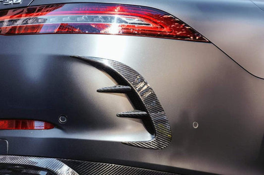 Mercedes Benz AMG GT43 GT50 GT53 X290 2021 2022 2023 2024 with Aftermarket Parts - Rear Bumper Canards Carbon Fiber from TAKD Carbon