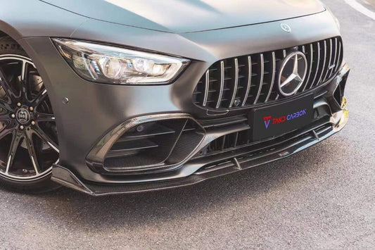 Mercedes Benz AMG GT43 GT50 GT53 X290 2021 2022 2023 with Aftermarket Parts - Front Lip Carbon Fiber from TAKD Carbon
