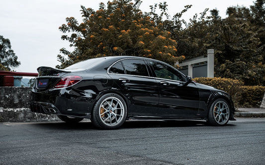 Mercedes Benz C-Class C63S C63 C43 AMG C450 C300 W205 Sedan 2015 2016 2017 2018 2019 2020 2021 with Aftermarket Parts - V2 Rear Lip Spoiler Dry Pre-preg Carbon Fiber from TAKD Carbon