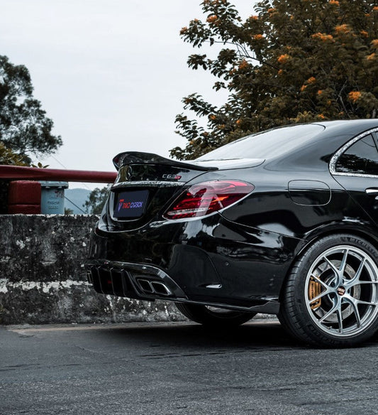 Mercedes Benz C-Class C63S C63 C43 AMG C450 C300 W205 Sedan 2015 2016 2017 2018 2019 2020 2021 with Aftermarket Parts - V2 Rear Lip Spoiler Dry Pre-preg Carbon Fiber from TAKD Carbon