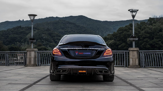 Mercedes Benz C-Class C63S C63 C43 AMG C450 C300 W205 Sedan 2015 2016 2017 2018 2019 2020 2021 with Aftermarket Parts - V2 Rear Lip Spoiler Dry Pre-preg Carbon Fiber from TAKD Carbon
