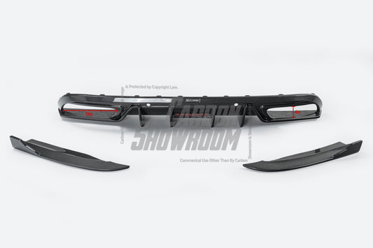 TAKD Carbon Dry Carbon Fiber Rear Diffuser & Rear Canards for Mercedes Benz C Class W205 C63 C63S 2019-ON Sedan 4 Door - Performance SpeedShop