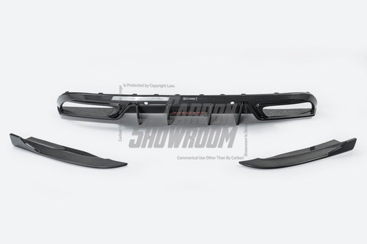 TAKD Carbon Dry Carbon Fiber Rear Diffuser & Rear Canards for Mercedes Benz C Class W205 C63 C63S 2019-ON Sedan 4 Door - Performance SpeedShop