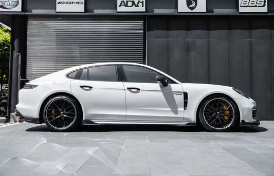 Porsche Panamera 4 & 4S & Turbo 971 (fits both pre-facelift & facelift) 2017-ON with Aftermarket Parts - Side Skirts Pre-preg Carbon Fiber from TAKD Carbon