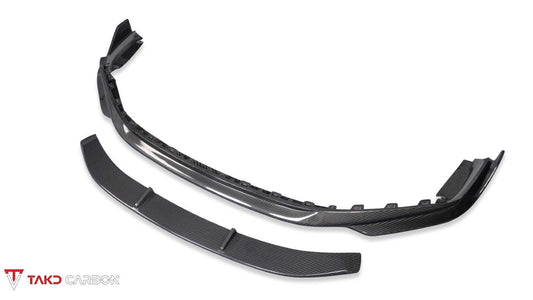 Porsche 911 992 Carrera / 4 / S / 4S (Fits Base Model Only, Does Not Fit Aero Kit / Sport Package) 2020 2021 2022 2023 2024 with Aftermarket Parts - Front Lip Pre-preg Carbon Fiber from TAKD Carbon