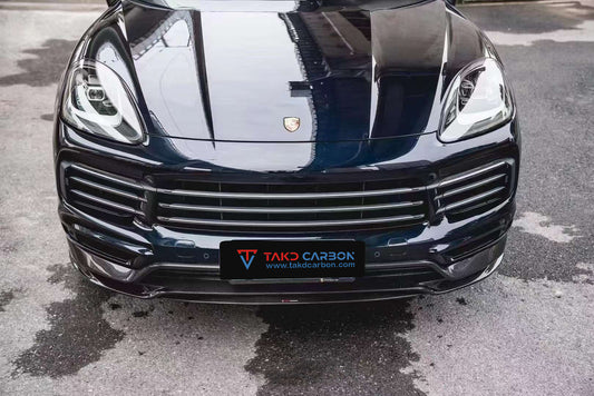 Porsche Cayenne / GTS (does not fit sport design package) 9Y0 9Y3 2018 2019 2020 2021 2022 2023 with Aftermarket Parts - Front Lip Pre-preg Carbon Fiber from TAKD Carbon