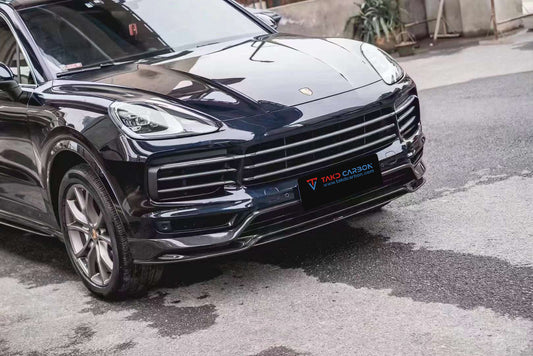 Porsche Cayenne / GTS (does not fit sport design package) 9Y0 9Y3 2018 2019 2020 2021 2022 2023 with Aftermarket Parts - Front Lip Pre-preg Carbon Fiber from TAKD Carbon