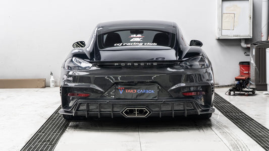 Porsche 718 Cayman / Boxster / GTS 2017-ON with Aftermarket Parts - Rear Bumper (Exhaust Tips Included) Pre-preg Carbon Fiber from TAKD Carbon