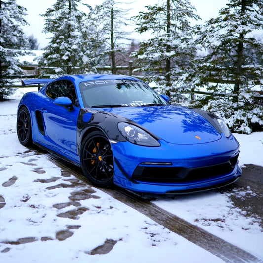 Porsche 718 Cayman / Boxster / GTS / GT4 / Spyder 2017 2018 2019 2020 2021 2022 2023 2024 with Aftermarket Parts - Pre-preg Carbon Fiber Front Fenders from TAKD Carbon