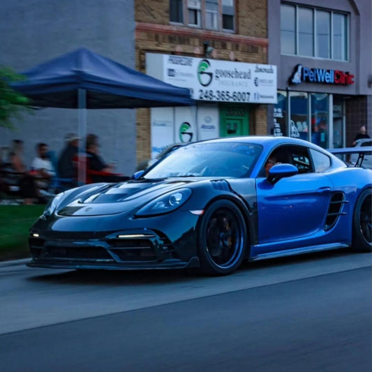 Porsche 718 Cayman / Boxster / GTS / GT4 / Spyder 2017 2018 2019 2020 2021 2022 2023 2024 with Aftermarket Parts - Pre-preg Carbon Fiber Front Fenders from TAKD Carbon
