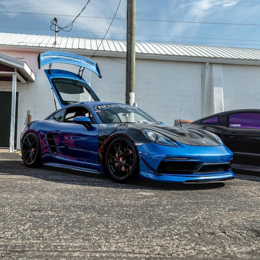 Porsche 718 Cayman / Boxster / GTS / GT4 / Spyder 2017 2018 2019 2020 2021 2022 2023 2024 with Aftermarket Parts - Pre-preg Carbon Fiber Front Fenders from TAKD Carbon