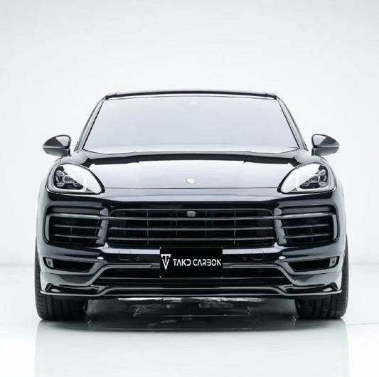 Porsche Cayenne / GTS (does not fit sport design package) 9Y0 9Y3 2018 2019 2020 2021 2022 2023 with Aftermarket Parts - Front Lip Pre-preg Carbon Fiber from TAKD Carbon