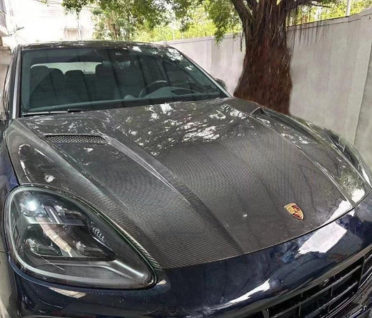 Porsche Cayenne / GTS / Turbo 9Y0 9Y3 2018-ON with Aftermarket Parts - Hood Bonnet Double-sided Pre-preg Carbon Fiber from TAKD Carbon