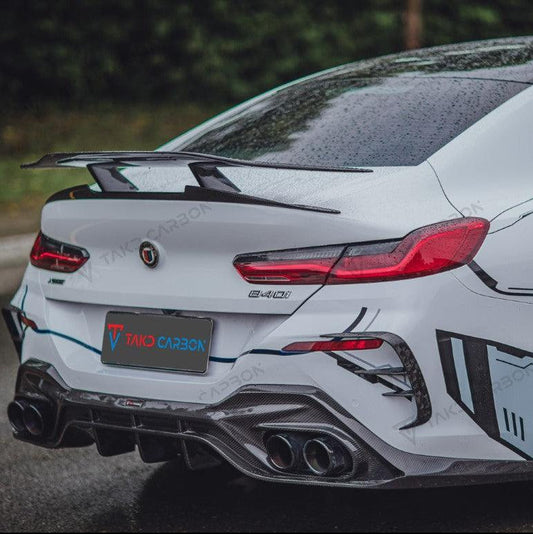 BMW 8 Series 840i (With M-Package Bumper) M850i G16 2018 2019 2020 2021 2022 2023 2024 with Aftermarket Parts - V3 Style Rear Diffuser Pre-preg Carbon Fiber from TAKD Carbon