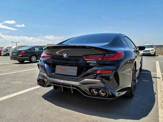 BMW 8 Series 840i (With M-Package Bumper) M850i G16 2018 2019 2020 2021 2022 2023 2024 with Aftermarket Parts - V3 Style Rear Diffuser Pre-preg Carbon Fiber from TAKD Carbon