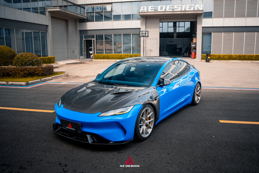 Tesla Model 3 Highland / Performance 2024-ON with Aftermarket Parts - Action Aero Series Hood Bonnet Carbon Fiber From ArmorExtend