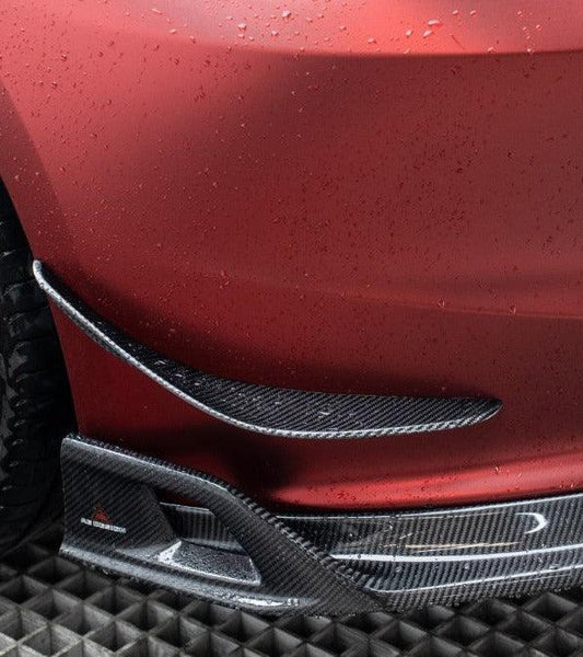 Tesla Model 3 Highland 2024-ON with Aftermarket Parts - AE Style Front Canards Carbon Fiber from ArmorExtend