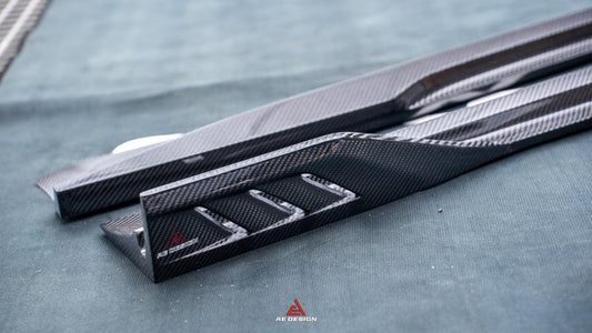 Tesla Model 3 Highland / Performance 2024-ON with Aftermarket Parts - AE Style Side Skirts & Canards Carbon Fiber from ArmorExtend