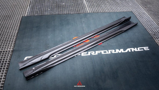 Tesla Model 3 Highland / Performance 2024-ON with Aftermarket Parts - AE Style Side Skirts & Canards Carbon Fiber from ArmorExtend