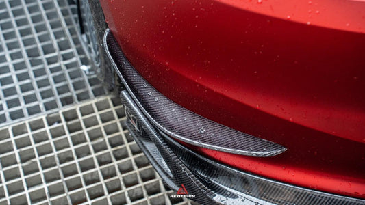 Tesla Model 3 Highland 2024-ON with Aftermarket Parts - AE Style Front Canards Carbon Fiber from ArmorExtend