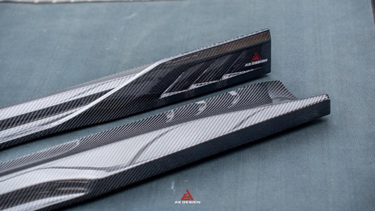 Tesla Model 3 Highland / Performance 2024-ON with Aftermarket Parts - AE Style Side Skirts & Canards Carbon Fiber from ArmorExtend