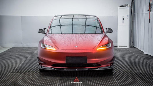 Tesla Model 3 Highland 2024-ON with Aftermarket Parts - AE Style Front Lip Carbon Fiber from ArmorExtend