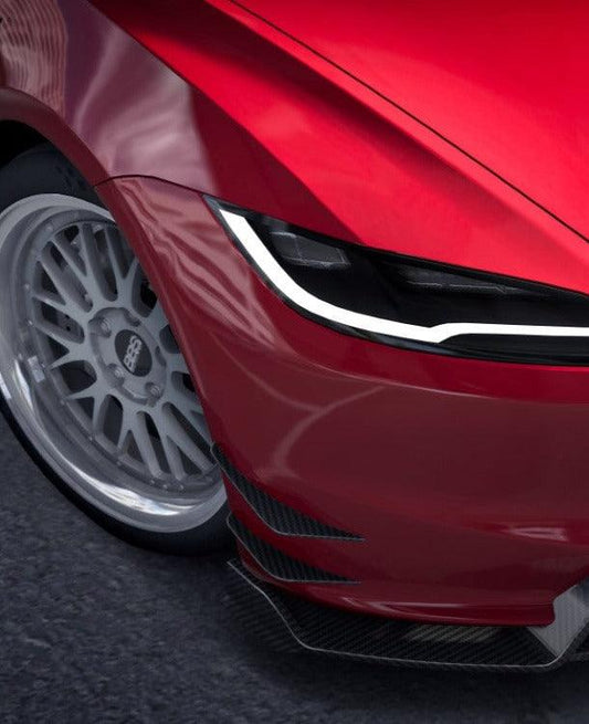 Tesla Model 3 Highland 2024-ON with Aftermarket Parts - Front Canards Pre-preg Carbon Fiber from Karbel Carbon