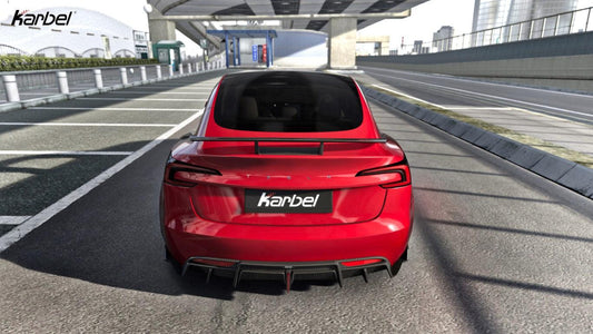 Tesla Model 3 Highland 2024-ON with Aftermarket Parts - V1 GT Style Rear Wing Pre-preg Carbon Fiber from Karbel Carbon