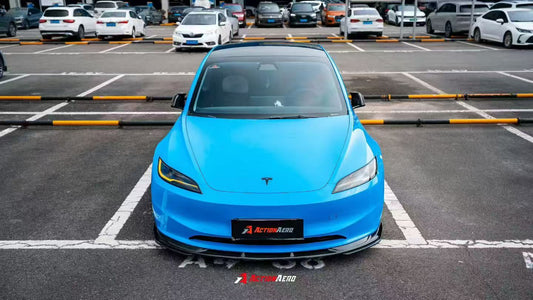Tesla Model 3 Highland 2024-ON with Aftermarket Parts - Action Aero Series Front Lip & Splitter Dry Pre-preg Carbon Fiber / ABS from ArmorExtend