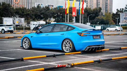Tesla Model 3 Highland 2024-ON with Aftermarket Parts - Action Aero Series Rear Diffuser Dry Pre-preg Carbon Fiber / ABS from ArmorExtend