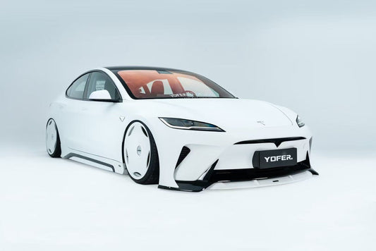 Tesla Model 3 Highland Performance 2024-ON with Aftermarket Parts - Loong Flames Max Front Bumper PP & ABS from Yofer USA