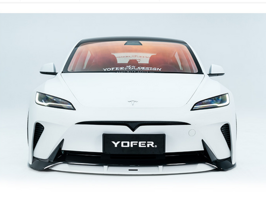Tesla Model 3 Highland Performance 2024-ON with Aftermarket Parts - Loong Flames Max Front Bumper PP & ABS from Yofer USA